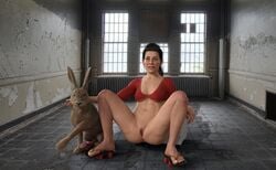 3d animal bestiality daz3d daz_studio evangeline_lilly rabbit theredguy1 zoophilia