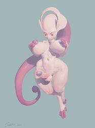 1futa areolae balls big_balls big_breasts big_penis breasts breasts_apart erection futa_only futanari humanoid humanoid_penis large_breasts levitation mega_mewtwo_y mewtwo nipples nude penis pokemon pokemon_(species) santafire solo standing testicles thick_thighs wide_hips