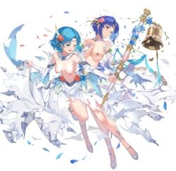 2girls alternate_costume bare_legs biggitybiggitybig blue_eyes blue_hair breasts breasts_out bride catria_(bridal)_(fire_emblem) catria_(fire_emblem) clenched_teeth dark_blue_eyes dark_blue_hair destroyed_clothing edit exposed_breasts female_only fire_emblem fire_emblem:_the_binding_blade fire_emblem_echoes:_shadows_of_valentia fire_emblem_heroes kakage light_blue_eyes light_blue_hair medium_breasts multiple_girls nintendo nipples nude_filter official_alternate_costume official_art one_eye_closed png short_hair small_breasts thea_(bridal)_(fire_emblem) thea_(fire_emblem) topless_female torn_clothes transparent_background wedding_dress