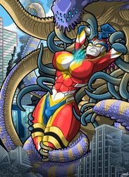 1girls abs big_breasts fan_character female giantess janus_jammy kaiju muscular_female muscular_thighs nipple_bulge original_character superheroine tagme tentacle thick_thighs thighs ultraman_(franchise)