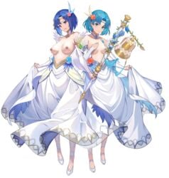 2girls alternate_costume biggitybiggitybig blue_eyes blue_hair breasts bride catria_(bridal)_(fire_emblem) catria_(fire_emblem) dark_blue_eyes dark_blue_hair edit female_only fire_emblem fire_emblem:_the_binding_blade fire_emblem_echoes:_shadows_of_valentia fire_emblem_heroes kakage light_blue_eyes light_blue_hair looking_at_viewer medium_breasts multiple_girls nintendo nipples nude_filter official_alternate_costume official_art open_mouth png short_hair small_breasts smile thea_(bridal)_(fire_emblem) thea_(fire_emblem) transparent_background wedding_dress