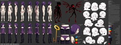 angry ass blue_eyes boots demon face hair happy hi_res human key keyblade low_res model_sheet monochrome monster nude panties ponytail purple_hair red_eyes skull sweater tied_hair underwear wings yellow_eyes zone-tan