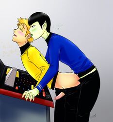 james_t._kirk spock star_trek starfleet_uniform tagme vulcan_(species) yaoi