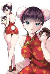 1girls 2021 animal_crossing ass back backless_dress backless_outfit bare_arms bare_legs bare_shoulders bear_tail big_ass black_hair black_panties bob_cut breasts bun_cover cameltoe china_dress chinese_clothes chorimokki clothing double_bun doughnut dress eating female female_only floral_print food full_body green_eyes highres holding_food holding_stuffed_animal humanized kneepits large_breasts looking_at_viewer looking_back microdress multiple_views nintendo open_mouth panties pantyshot pantyshot_(standing) pekoe_(animal_crossing) plushie red_dress shoes short_dress short_hair side-tie_panties simple_background sitting smile solo standing stuffed_animal tail thick_thighs thighs tied_hair tiptoes white_background