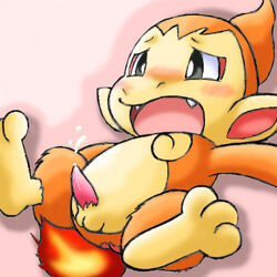 black_eyes blush chesnut_(artist) chimchar fangs fire lowres male male_only monkey no_humans open_mouth orange_fur pokemon pokemon_(species) pokemon_dppt solo tail_fire