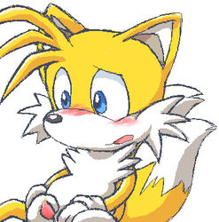 blue_eyes blush chesnut_(artist) fox furry gloves lowres male male_only masturbation open_mouth sonic_(series) sonic_the_hedgehog_(series) tails white_background yellow_fur