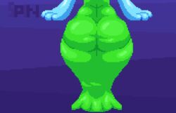 1girls 2d 2d_animation animated artist_logo ass big_ass blue_body blue_skin cnidarian cnidarian_humanoid curvy curvy_figure dress fat_ass female female_focus flaunting gif gradient_background green_dress huge_ass jellyfish jellyfish_sisters large_ass marine marine_humanoid mario_(series) mario_and_luigi:_superstar_saga mario_and_luigi_(series) medusozoan medusozoan_humanoid merri_(mario) nintendo pixel_animation pixel_art solo solo_focus spinneborg twerking