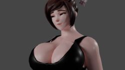 1girls 3d asian bedroom_eyes big_breasts blender blender_(software) breasts brown_hair cg chubby chubby_female cleavage cleavage_overflow clothed dress female huge_breasts mei_(overwatch) overflowing_breasts overwatch plump theduudeman tight_clothes tight_clothing