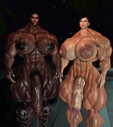 2futas 3d abs dark-skinned_futanari dark_skin extreme_muscles futanari huge_breasts huge_cock muscular muscular_female muscular_futanari pubic_hair second_life self_upload shiny_skin thesusman thunder_thighs