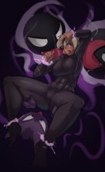 abs armpit_licking armpits bea_(pokemon) blush bodysuit gangbang gastly ghost haunter imminent_rape nunsafeforwork pokemon pokemon_ss rape restrained spread_legs tongue_out