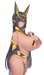 black_hair dark-skinned_female dickbomber egyptian large_breasts last_origin sekhmet_of_death