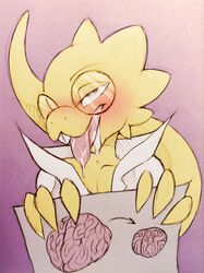 1girls 2d ahe_gao alphys anthro anthro_only brain brain_drain female female_only humanoid lizard_girl lizard_humanoid napdust reptile reptile_humanoid solo tagme undertale undertale_(series) yellow_body yellow_skin