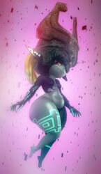 1girls 3d 3d_(artwork) barely_covered belly blonde_hair breasts chubby covered_pussy fang_out fangs feet female female_only imp imp_midna jenbitch looking_at_viewer midna naughty_face red_eyes shortstack small_breasts solo the_legend_of_zelda thick_thighs thighs twilight_princess xnalara