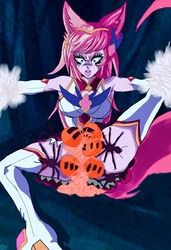 ahri ass bug clothed cum cum_in_ass cum_in_pussy cum_inside female insects league_of_legends makeup_running multiple_penetration pussy rape_face size_difference star_guardian_ahri star_guardian_series