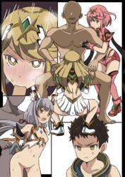 2boys 3girls angry ass bangs bare_shoulders blonde_hair blowjob blush breasts clothed_sex crouching cuckold cum cum_in_mouth doggy_style faceless_male fellatio forced_to_watch from_behind gem gloves group_sex hair_ornament headpiece holding jewelry large_breasts licking long_hair multiple_girls mythra netorare nintendo ntr open_mouth oral pantyhose penis pov pyra red_eyes red_hair red_shorts sex short_hair short_shorts shorts shoulder_armor sideboob straight sweaty sweaty_sex swept_bangs tiara tongue very_long_hair xenoblade_(series) xenoblade_chronicles_2 yellow_eyes