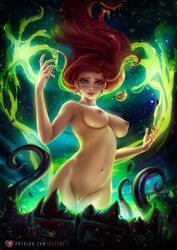 1girls ariel ariel_(the_little_mermaid) arms axsens bald_pussy bare_shoulders belly big_belly big_breasts blue_eyes breasts completely_nude completely_nude_female dark_magic disney disney_princess erect_nipples female female_focus female_only flowing_hair hair_up hairless_pussy halloween large_belly long_hair looking_at_viewer magic magic_user magical_girl necklace nipples nude nude_female pregnant pussy realistic red_hair shaved_pussy skinny solo solo_female solo_focus the_little_mermaid the_little_mermaid_(1989_film) underwater