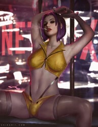 1futa alternate_version_available breasts bulge cigarette cleavage clothed clothing cowboy_bebop faye_valentine futa_only futanari human light-skinned_futanari light_skin looking_at_viewer mostly_nude pale_skin realistic shikari sitting skindentation solo spread_legs thighhighs