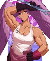 1girls armpits bare_shoulders breasts cleavage clothed clothes clothing dark-skinned_female dark_skin entrapta eyebrows eyelashes female female_only gloves hair human human_only humanoid long_hair muscles muscular muscular_female purple_eyes purple_hair she-ra_and_the_princesses_of_power solo solo_female sotcho sweat twintails very_long_hair wrench