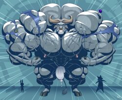 anthro balls bars big_balls big_penis boner bull chief_bogo erection furry gay male male_only muscle_growth muscles muscular muscular_male penis solo veiny_penis wolfiecanem zootopia