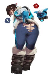 ! 1girls ass ass_cleavage back_view bent_over big_ass brown_eyes brown_hair butt_crack chubby_female curvy dat_ass edit exposed_ass female female_only from_behind fully_clothed glasses heart looking_back mei_(overwatch) monorirogue overwatch plump presenting_hindquarters ripped_clothing simple_background snowball_(overwatch) solo solo_female thick_thighs third-party_edit torn_pants wardrobe_malfunction white_background wide_hips winter_clothes