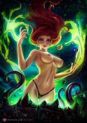 1girls abs ariel arms axsens bare_shoulders big_breasts blue_eyes breasts clothing dark_magic disney female female_focus female_only fit fit_female flowing_hair g-string hair_up halloween long_hair looking_at_viewer magic magic_user magical_girl navel necklace nipples realistic red_hair slim_girl slim_waist solo solo_female solo_focus the_little_mermaid toned toned_female topless underwear