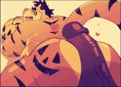 2021 animated ass big_penis buttjob cursedmarked enjoying erection furry halloween_costume heart hotdogging_ass muscular oc original pleasure_face tongue_out