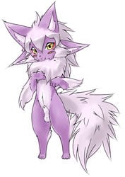 blush blush_stickers fen fenrir_(final_fantasy) final_fantasy final_fantasy_xi frown furry male penis purple_fur sheathed_penis solo yellow_eyes