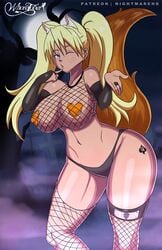 1girls absurd_res animal_ears big_breasts blonde_hair blue_eyes breasts covered_nipples eye_contact female female_only fishnet_shirt fishnet_stockings fishnets fox_ears fox_tail genderswap gloves halloween heart_pasties hi_res large_breasts looking_at_viewer naruko naruto naruto_(series) nightmare_hdraw nipple_bulge one_eye_closed orange_heart_pasties orange_pasties pasties queen_of_spades raceplay rule_63 solo tail tattoo thick_thighs thighs twintails uzumaki_naruto wide_hips