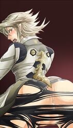 1boy anus armor ass back_view balls blush corrin_(fire_emblem) corrin_(fire_emblem)_(male) embarrassed fire_emblem fire_emblem_fates hypertrampo large_ass looking_back male_only nintendo oni_savage red_eyes resized short_hair silver_hair solo source_request torn_clothes torn_pants