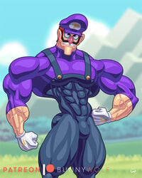 balls bars big_balls boner bulge clothed erection male male_only mario_(series) muscles muscular muscular_male nintendo solo super_mario_bros. veiny_muscles veiny_penis waluigi wolfiecanem