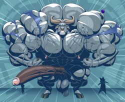 anthro balls bars big_balls big_penis boner bull chief_bogo erection furry gay male male_only muscle_growth muscles muscular muscular_male penis solo veiny_penis wolfiecanem zootopia