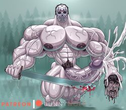 balls bars big_balls big_penis blood boner cum erection friday_the_13th gay hockey_mask horror_(theme) jason_voorhees looking_at_viewer machete male male_only mask muscles muscular muscular_male nude orgasm penis solo veiny_penis wet wolfiecanem