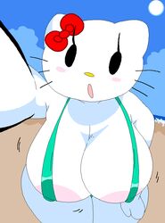 1girls anthro beach bent_over big_areola big_nipples bikini cassettedream chubby cute dream-cassette erect_nipples erect_nipples_under_clothes female female_only hello_kitty hello_kitty_(character) hello_kitty_(series) hoshime huge_areolae huge_breasts huge_nipples kitty_white looking_at_viewer mob_face nipple_bulge nipple_slip pink_nipples reaching_towards_viewer sanrio shortstack sling_bikini swimsuit thighs whiskers