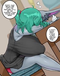 1girls breasts female female_only gaikiken huge_breasts league_of_legends shortstack solo speech_bubble text vex_(league_of_legends) yordle