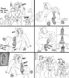 2girls 3boys anal_insertion anal_vore anus black_and_white clothing comic cum cumming edit elf female forced furry goblin goblin_female internal living_butt_plug living_insertion living_sex_toy livinlovindude male male_focus masturbation minigirl minotaur orc penis size_difference testicles unfinished unwilling_prey unwilling_vore vore