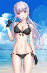 1girls bikini breasts danganronpa danganronpa_1 danganronpa_s:_ultimate_summer_camp female female_only kirigiri_kyouko nanikairu pasya-pasya purple_eyes purple_hair solo straight_hair swimsuit