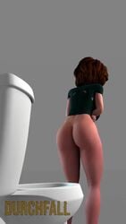 1girls 3d animated ass big_ass big_breasts big_hero_6 blender brown_hair cass_hamada cleavage clothing disney durchfall fart fart_cloud feet female female_only light-skinned_female looking_back marvel marvel_comics missing_toilet partially_clothed poop scat solo sound sound_effects toes toilet video