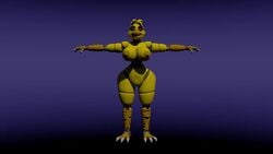 3d animated animatronic five_nights_at_freddy's five_nights_at_freddy's_4 glowing_eyes monster mp4 nightbotgrey nightmare_chica_(fnaf) no_sound solo t_pose turntable_(animation) video yellow_body yellow_nipples