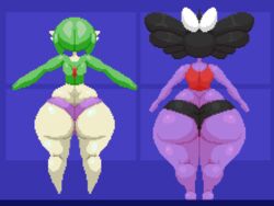 2d 2d_animation 2girls animated anthro anthro_only arms_up ass ass_focus ass_jiggle back_view big_ass big_butt blue_background bottom_heavy bottomwear butt exercise faceless_female facing_away female female_focus female_only game_freak gardevoir gif gigantic_ass gigantic_butt gothitelle green_body green_skin huge_ass huge_butt jiggle jumping jumping_jacks large_ass large_butt motion_lines nintendo pixel_animation pixel_art pokémon_(species) pokemon pokemon_(species) pokemon_only purple_body purple_skin rear_view red_topwear shorts simple_background skimpy skimpy_clothes spinneborg sportswear tank_top thick_ass thick_thighs video_games white_body white_skin wide_hips yoga