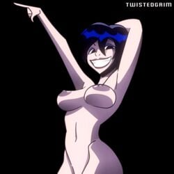 1girls 2d 2d_animation animated animated_gif black_hair breasts dancing death_(pearl_jam) death_(personification) do_the_evolution edit female_focus female_only gif medium_hair naked naked_female nipples pearl_jam sole_female twistedgrim white_skin