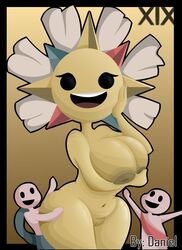 1girls 2boys breasts danielito female giant_breasts tagme tarot tarot_card the_binding_of_isaac the_sun_(tarot) the_sun_(the_binding_of_isaac) yellow_body yellow_skin