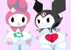 big_ass cute dream-cassette female grin happy hoshime huge_breasts kuromi like_icon mob_face my_melody onegai_my_melody pussy retweet_icon sanrio shaking_breasts shaking_butt shortstack