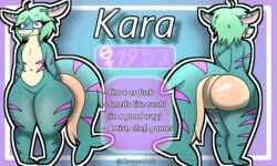 anthro ass big_ass blue_body female flat_chest flat_chested green_hair hi_res huge_ass humanoid kara_(sleepyinu) model_sheet nude nude_female purple_eyes shark shortstack sleepyinu tail text thick_thighs thighs voluptuous