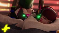 1boy 1girls 3d animated ass brown_hair d.va dark-skinned_male dark_skin eyes_rolling_back faceless_male female female_focus from_behind interracial italessio27 large_ass light-skinned_female long_hair lucio_(overwatch) lying_on_stomach male moaning overwatch prone_bone sex solo_focus sound straight video