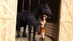 1girls 3d 3d_(artwork) barn black_hair cowboy_hat cowgirl cowgirl_hat cowgirl_outfit crisis_core_final_fantasy_vii curvaceous curvy final_fantasy final_fantasy_vii hat highres horse horse_penis horsecock huge_breasts human imminent_bestiality imminent_sex interspecies large_breasts long_hair red_eyes square_enix tifa_lockhart tiltproofno zoophilia