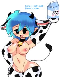 cow_ears cow_girl cow_tail female female_boyfriend_(friday_night_funkin) friday_night_funkin kaity_xml_(mizanploz) michu_neko milk skin socks