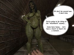 3d ass ass big_ass big_breasts big_breasts big_butt breasts breasts brown_hair bubble_butt comic comic_page cougar daz_studio english english_text gilf green_skin grotesque hairy hairy_legs hand_on_hip hand_on_hips hand_on_waist horror mature mature_female milf misuzalha3d monster monster_girl olga_(misuzalha3d) pov speech_bubble taker_pov ugly witch