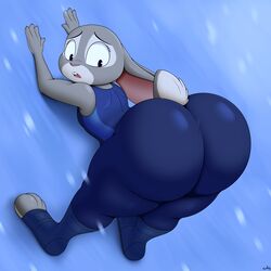 anthro ass big_ass big_butt bottom_heavy caked_up clothing disney female furry judy_hopps plump rabbit shortstack snow thick thick_thighs thunder_thighs tight_clothing ultrastax xmetalhusky zootopia