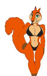 akatsukishiranui-fox alluring andie_(the_nut_job) anthro big_breasts bikini breasts edit female green_eyes legs pin_up red_squirrel squirrel sultry swimsuit the_nut_job voluptuous