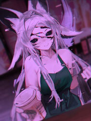 apron coffee dya_rikku dya_rikku_(vtuber) fox_girl glitching iced_latte_with_breast_milk meme tagme virtual_youtuber vyugen